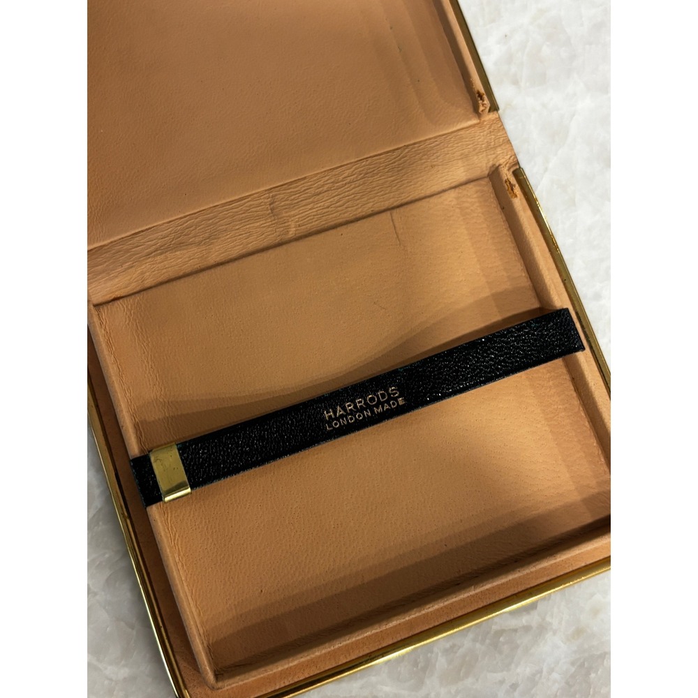 Vintage Harrods London Leather Cigarette Case Reptile Accent Gold Tone MCM